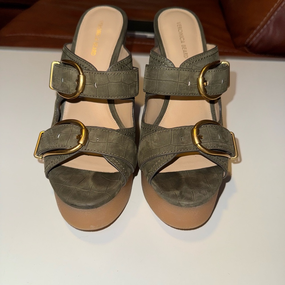 *PRACTICALLY BRAND NEW* Veronica Beard Olive Double Buckle Mules [SIZE 9]